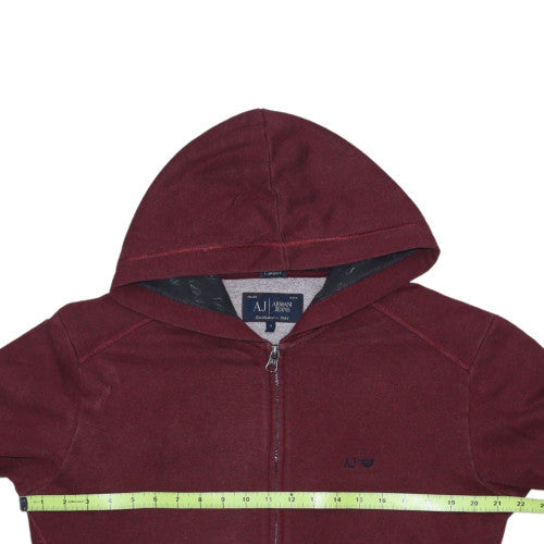 Armani Jeans Men's Red Full Zip Hooded Sweatshirt Size M