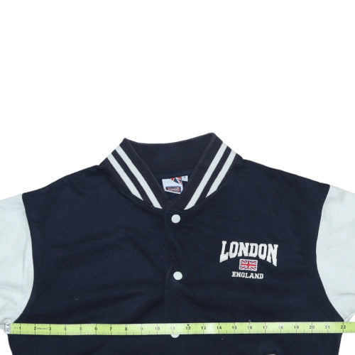 Awnhill Men's Blue London England Varsity Button Sweatshirt S