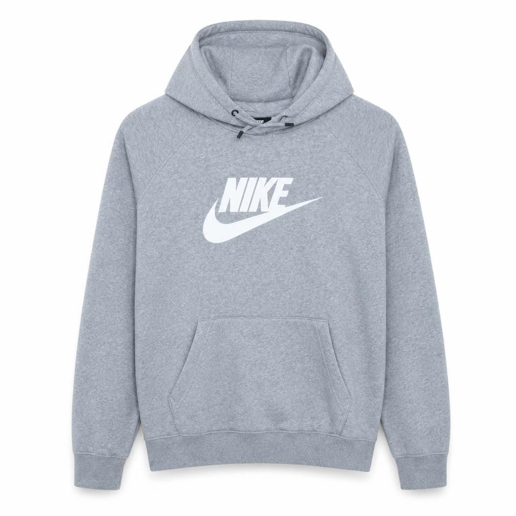 Front view of Nike Men's Grey Pullover Hoodie XL Fleece Cotton Blend Logo