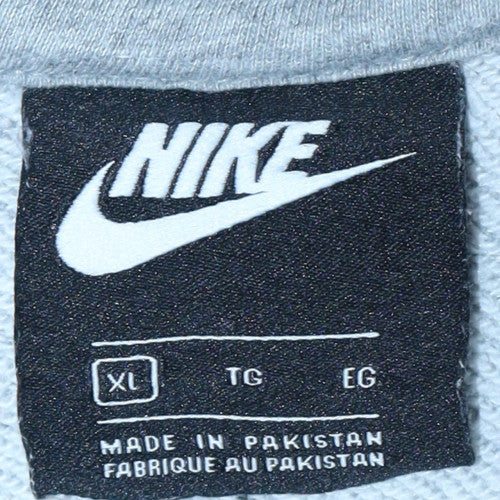 Nike Men's Grey Pullover Hoodie XL Fleece Cotton Blend Logo
