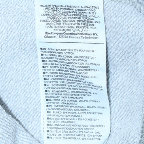 Nike Men's Grey Pullover Hoodie XL Fleece Cotton Blend Logo