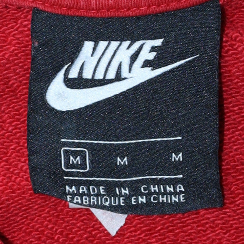 Nike Womens Red Leopard Print Logo Sweatshirt Medium Cotton Blend