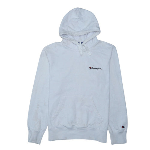 Champion Women White Pullover Hoodie Large 100% Cotton Embroidered Logo Sweatshirt