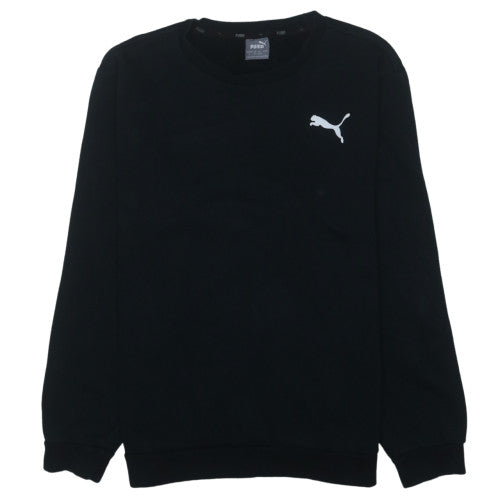 Puma Mens Black L Crew Neck Pullover Sweatshirt Fleece Logo