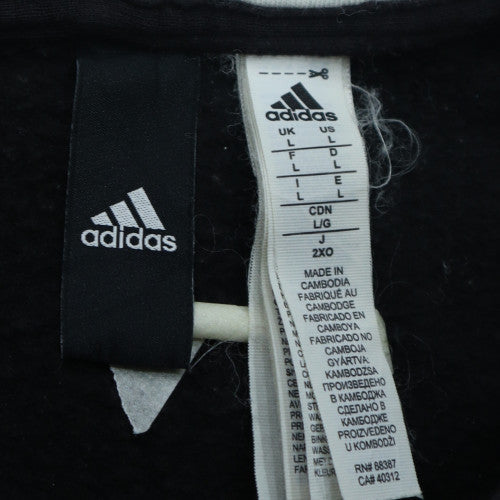 adidas Mens Black Pullover Hoodie L Hooded Fleece Sweatshirt