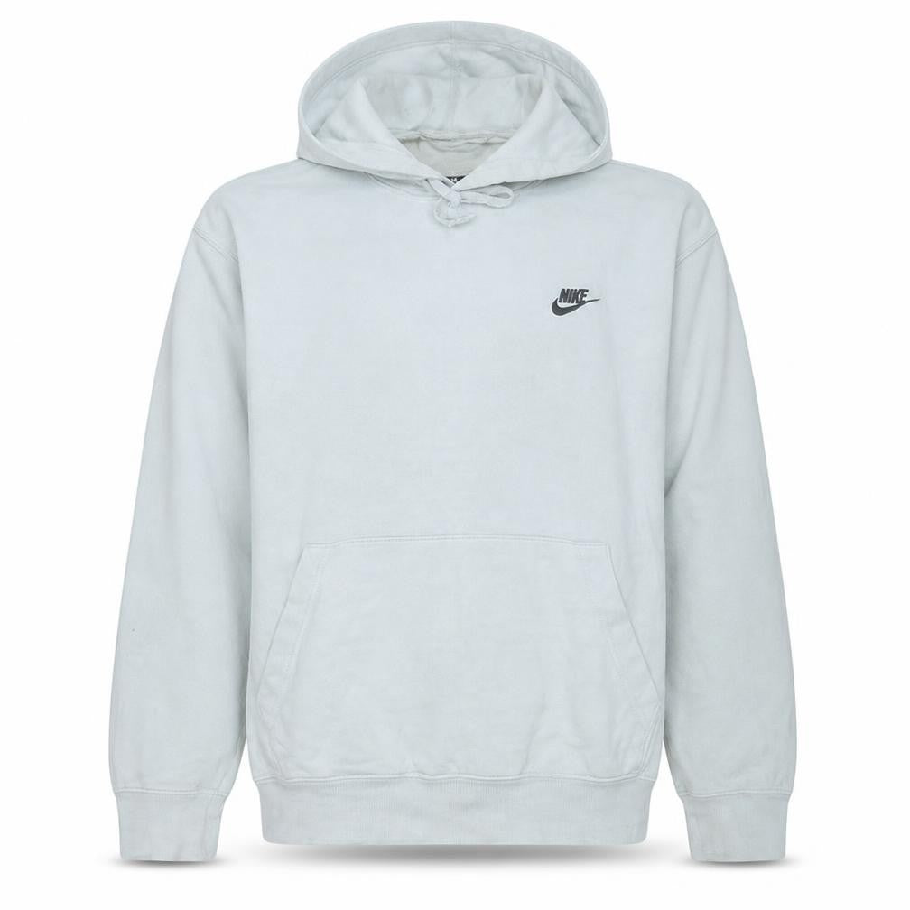 Front view of Nike Men's White Pullover Hoodie L Logo Fleece Sweatshirt