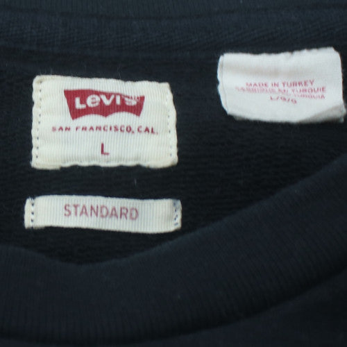 Levi's Men's Black Crew Neck Embroidered Logo Sweatshirt L