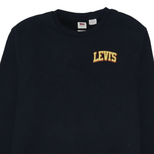 Levi's Men's Black Crew Neck Embroidered Logo Sweatshirt L