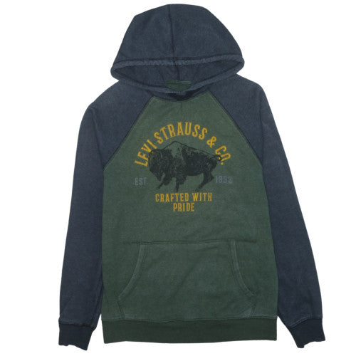 Levi's Men's Green Pullover Hoodie Size S Graphic Fleece Sweatshirt