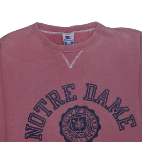 Champion Womens Pink Notre Dame Pullover Sweatshirt Large Cotton Blend