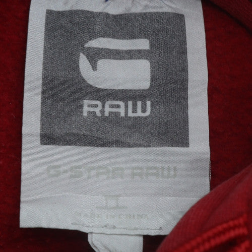 G-Star Raw Men's Red Pullover Hoodie Size L Graphic Print Cotton
