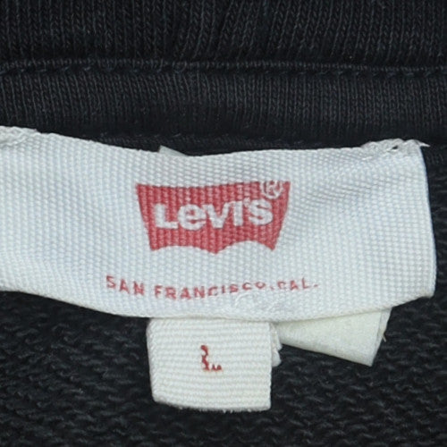 Levi's Men's Black Pullover Hoodie L Regular Fit Logo Fleece