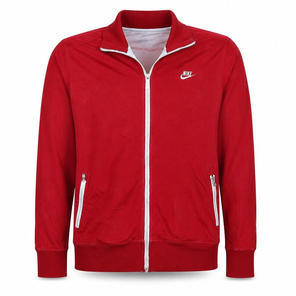 Front view of Nike Men's Red Full Zip Collared Sweatshirt, size L