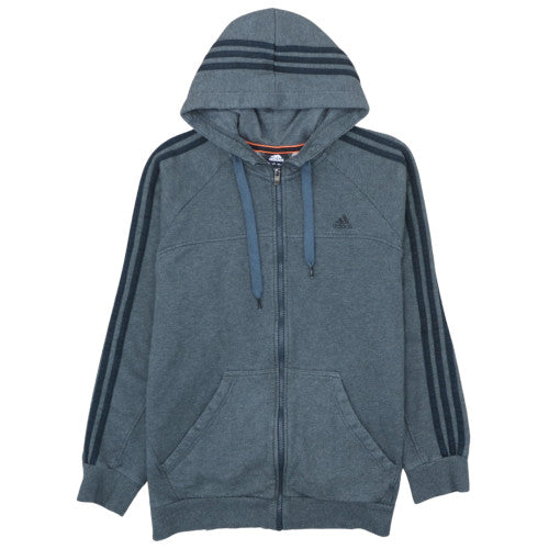 Adidas Mens Grey Full Zip Hoodie L Sportswear Fleece