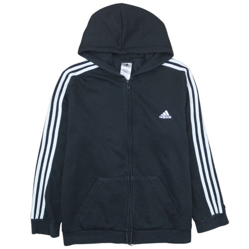 Adidas Womens Black 2XL Full Zip Hoodie with Stripes