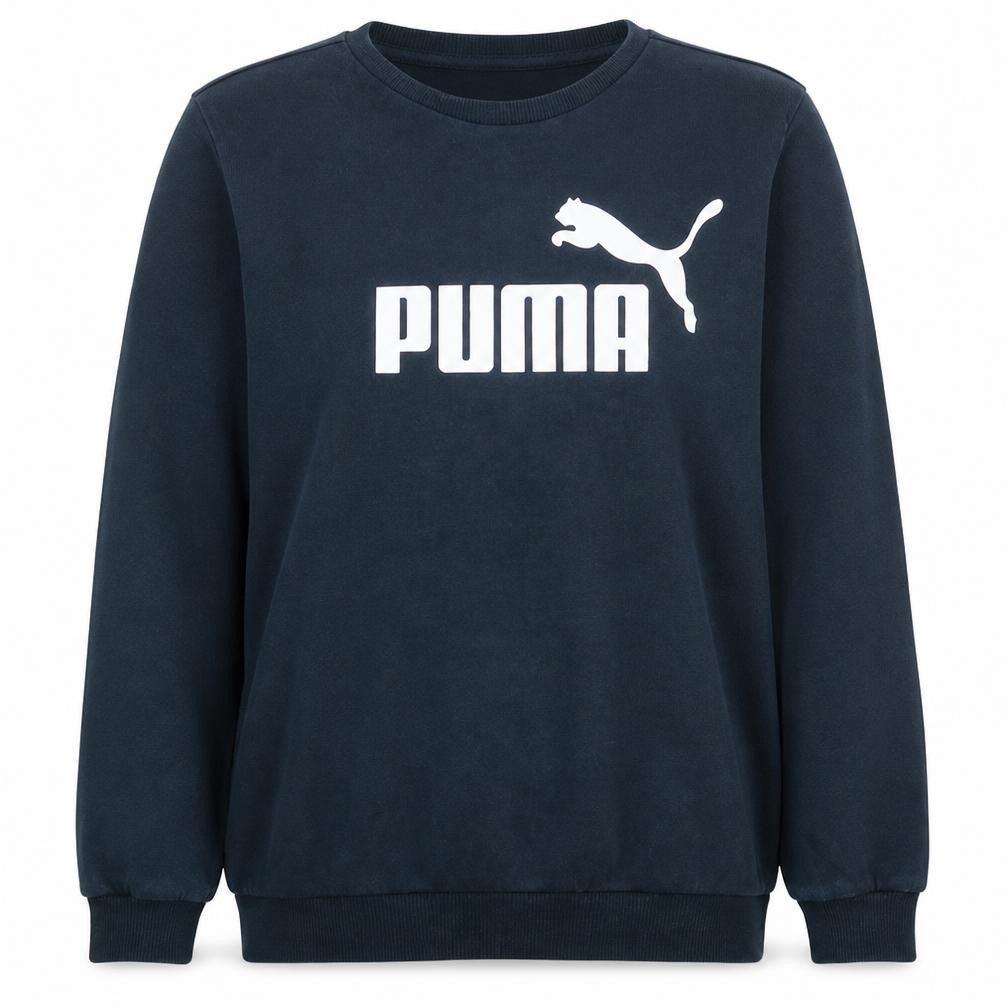 Front view of Puma women’s black xxl crew neck pullover sweatshirt