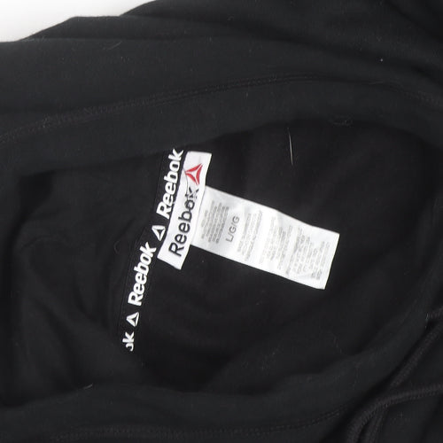 Reebok Men's Black Pullover Hoodie L Graphic Logo Fleece Sweatshirt