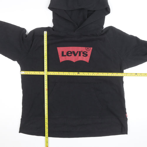 Levi's Girls Black Pullover Hoodie L Logo Graphic Cotton Blend