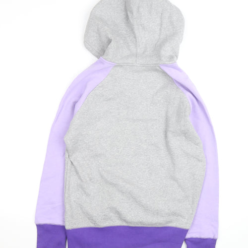Reebok Women’s Grey & Purple Pullover Hoodie L Fleece Lined Casual