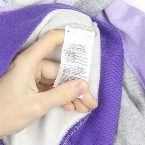 Reebok Women’s Grey & Purple Pullover Hoodie L Fleece Lined Casual