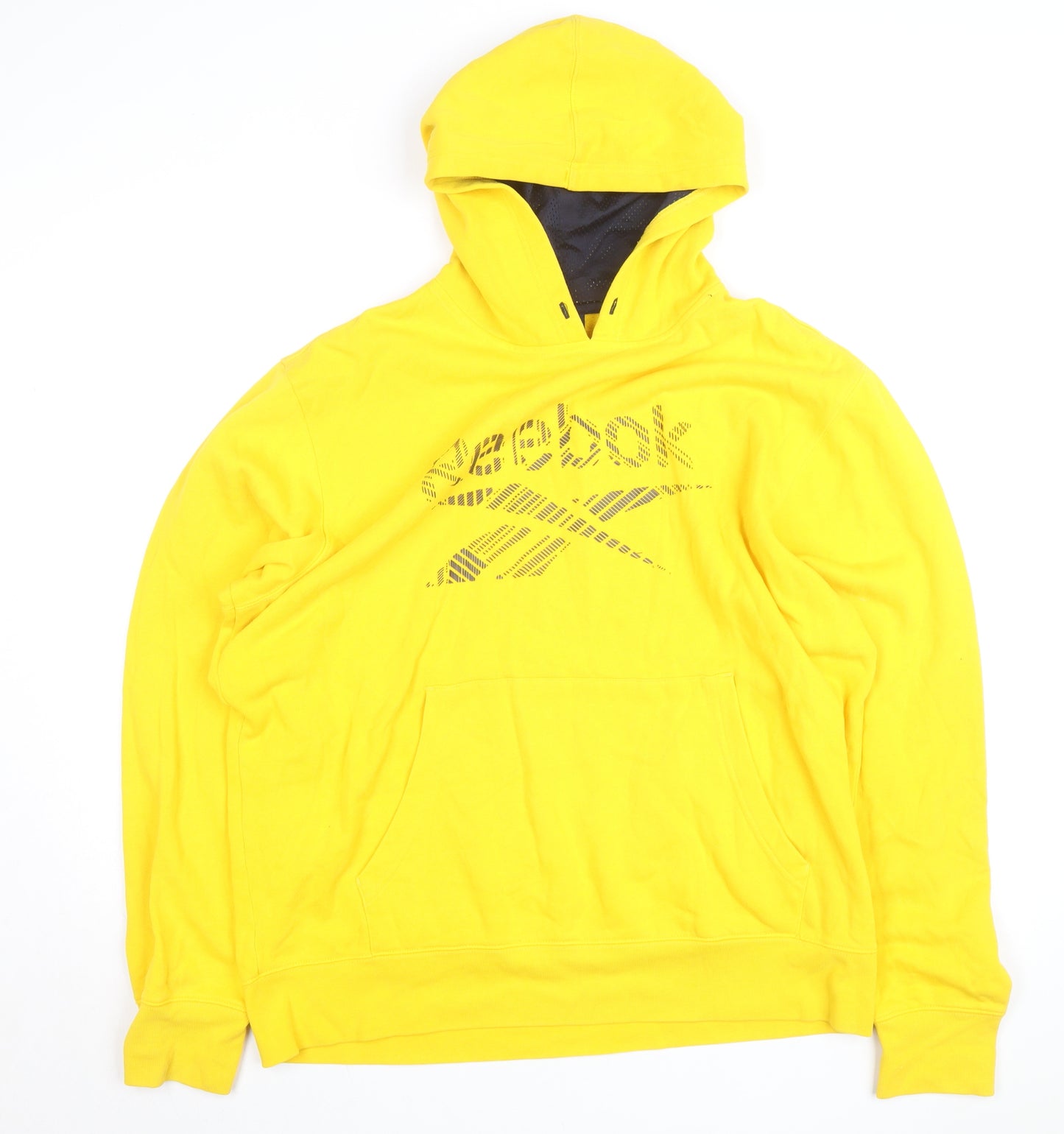 Reebok Men's Yellow Pullover Hoodie L Fleece Sportswear