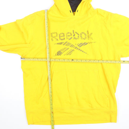 Reebok Men's Yellow Pullover Hoodie L Fleece Sportswear