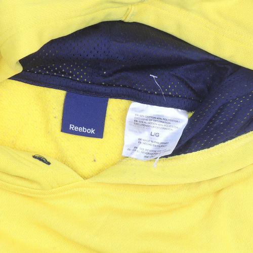 Reebok Men's Yellow Pullover Hoodie L Fleece Sportswear