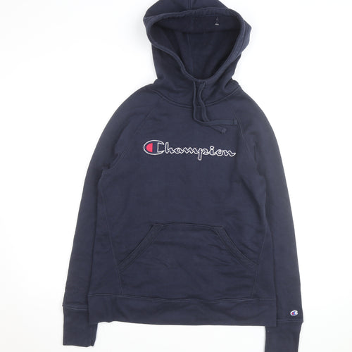 Champion Men's Blue Pullover Hoodie S Embroidered Logo Fleece