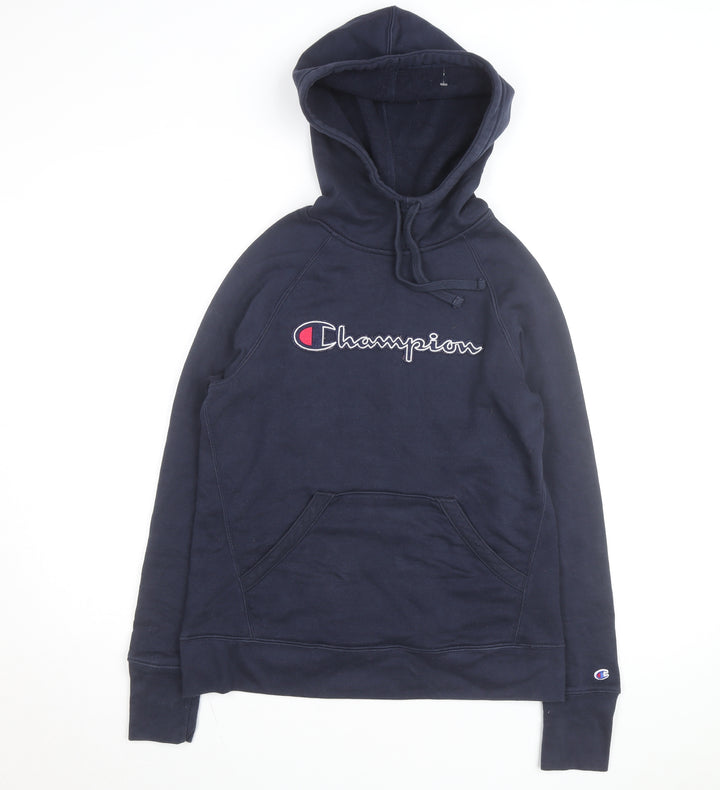 Champion Men's Blue Pullover Hoodie S Embroidered Logo Fleece