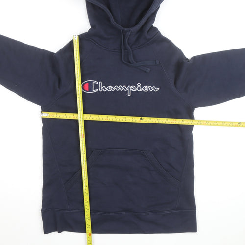 Champion Men's Blue Pullover Hoodie S Embroidered Logo Fleece