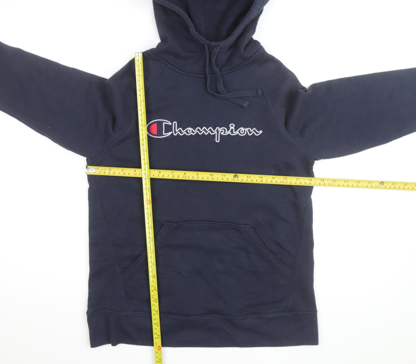 Champion Men's Blue Pullover Hoodie S Embroidered Logo Fleece