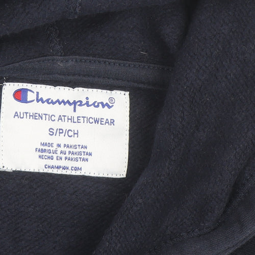 Champion Men's Blue Pullover Hoodie S Embroidered Logo Fleece