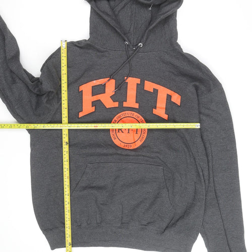 Champion Men's Grey Pullover Hoodie M RIT University Logo Fleece