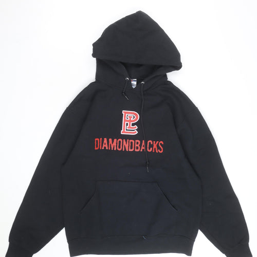 Jerzees Mens Black Pullover Hoodie M College Graphic Fleece