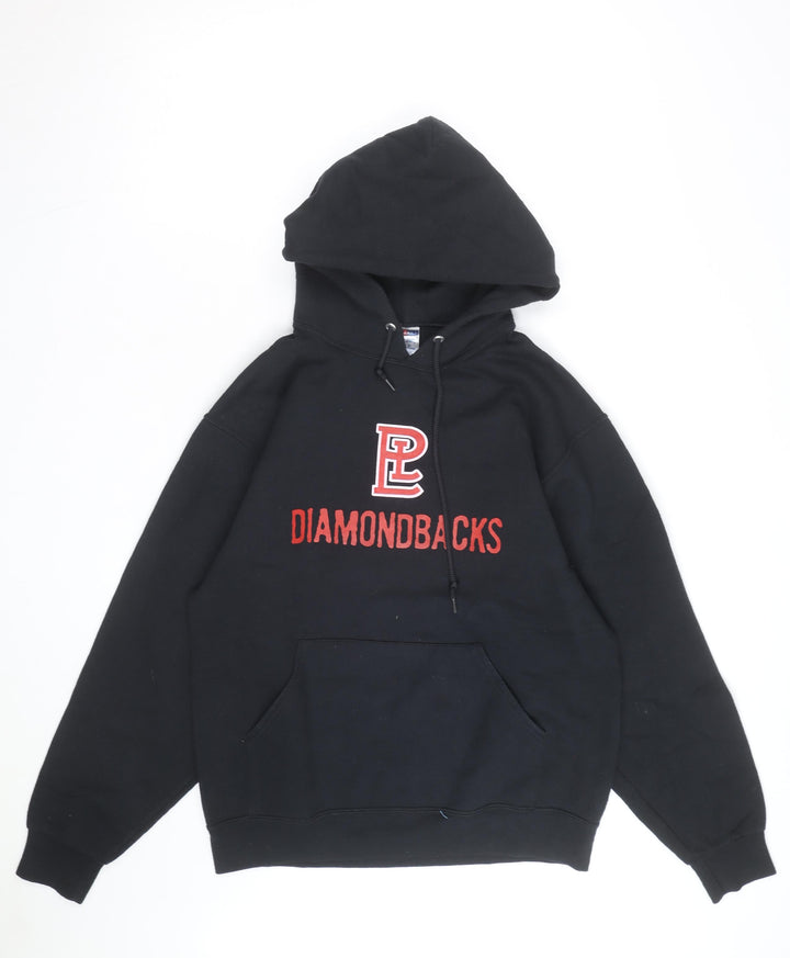 Jerzees Mens Black Pullover Hoodie M College Graphic Fleece