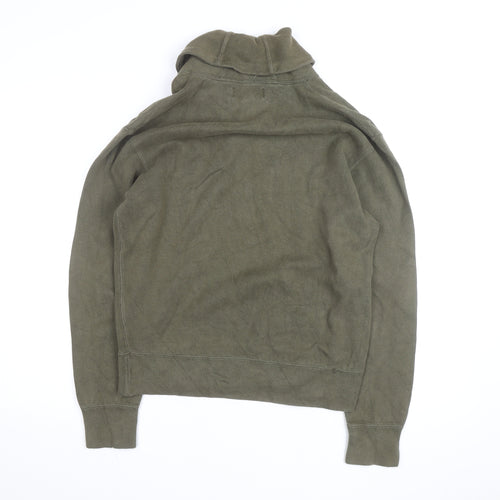Ralph Lauren Men's Green Shawl Collar Cotton Knit Jumper Size S