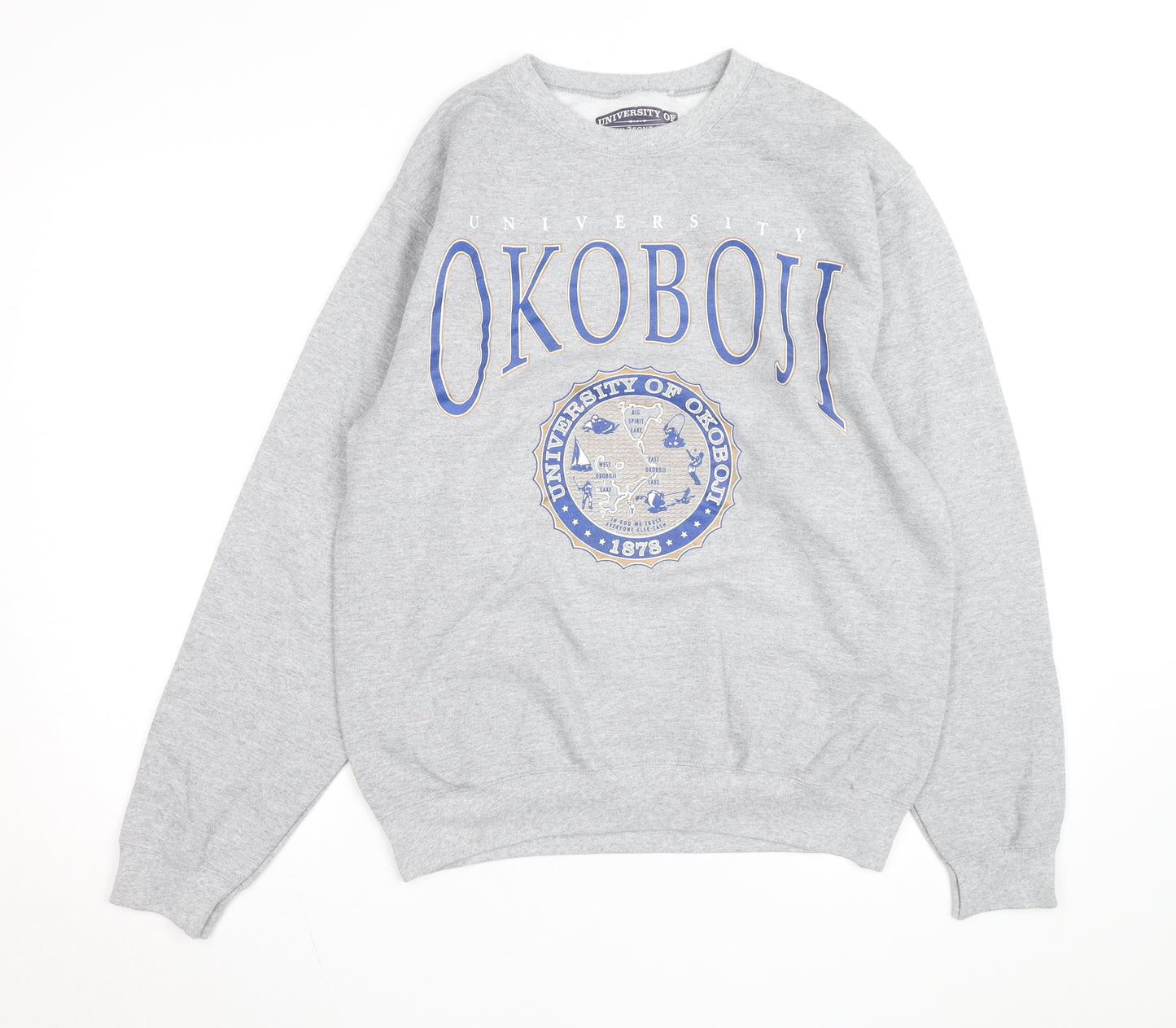 University of Okoboji Men's Grey Pullover Sweatshirt M Crew Neck