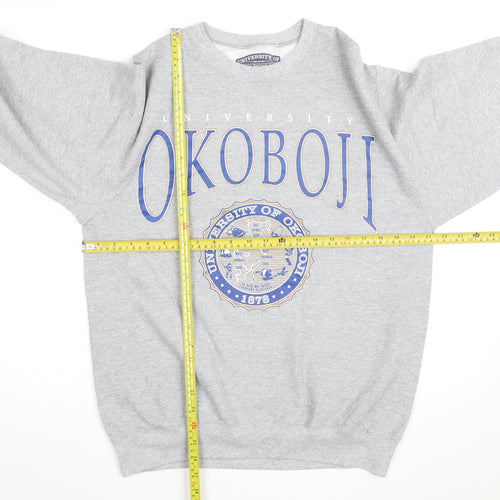 University of Okoboji Men's Grey Pullover Sweatshirt M Crew Neck