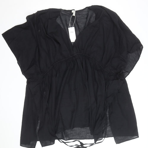 Marks and Spencer Womens Black Cotton Tunic Blouse XL Beachwear