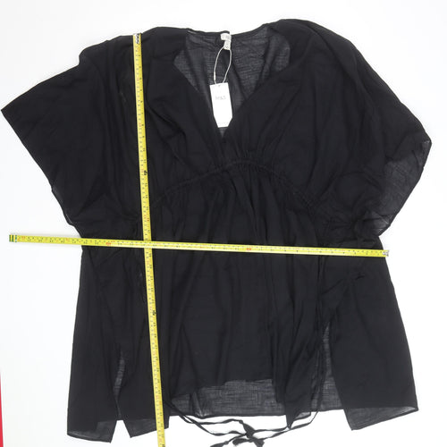 Marks and Spencer Womens Black Cotton Tunic Blouse XL Beachwear