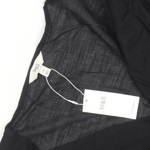 Marks and Spencer Womens Black Cotton Tunic Blouse XL Beachwear