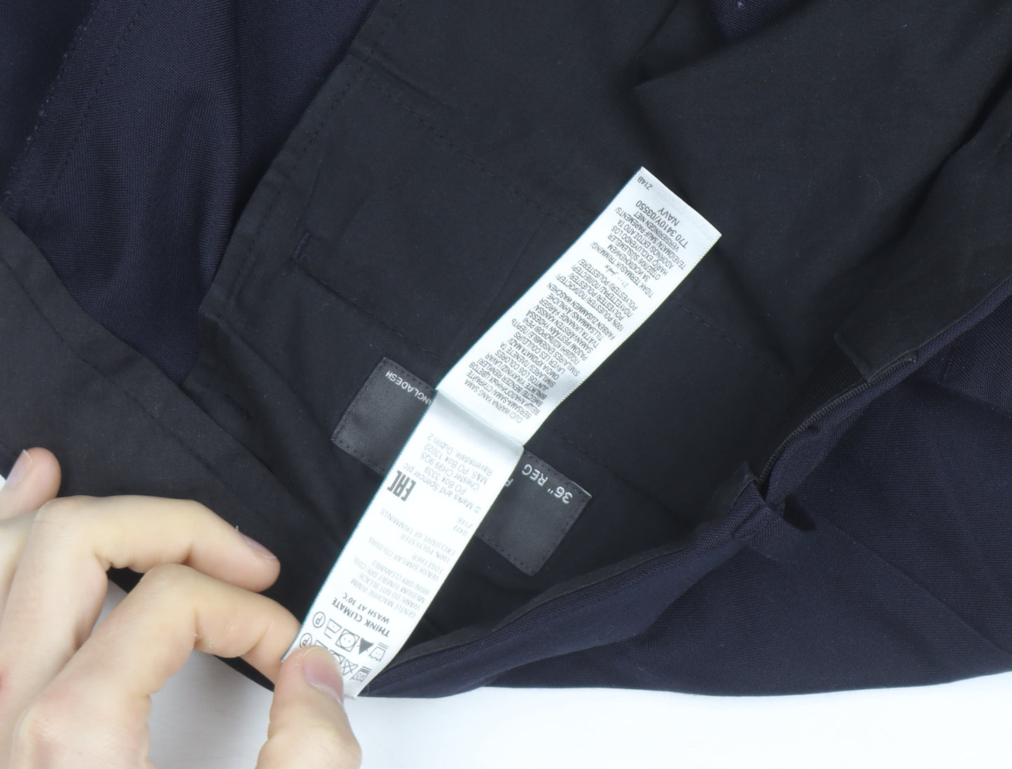 Marks and Spencer Men's Navy Regular Fit Chino Trousers 36R