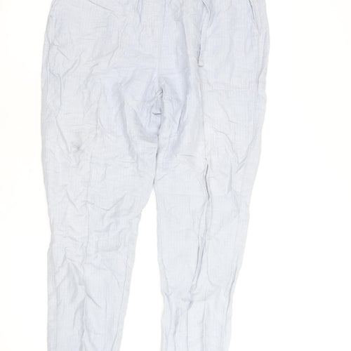 Marks and Spencer Womens Blue Linen Blend Jogger Trousers Size 12