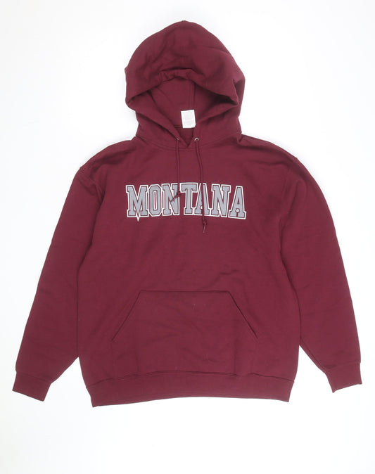 Jerzees Men's Red Pullover Hoodie L College Graphic