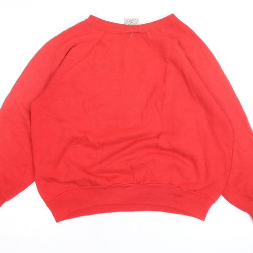 Pannill Womens Red Ski Country Folk Art Sweatshirt Size L Winter
