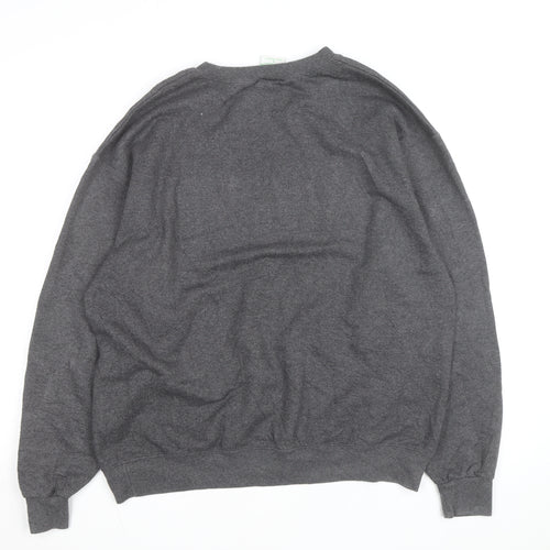 Champion Men's Grey Eco Fleece Pullover Sweatshirt L Logo Crew Neck