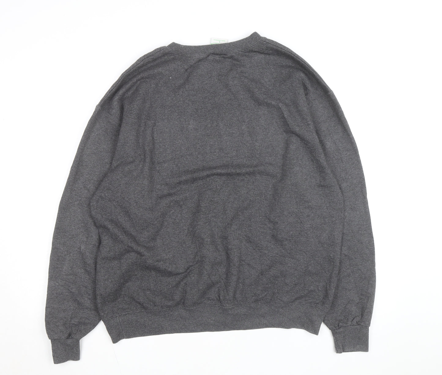 Champion Men's Grey Eco Fleece Pullover Sweatshirt L Logo Crew Neck