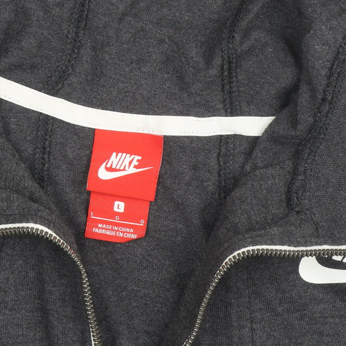 Nike Men's Grey Full Zip Hoodie L Regular Fit Sportswear