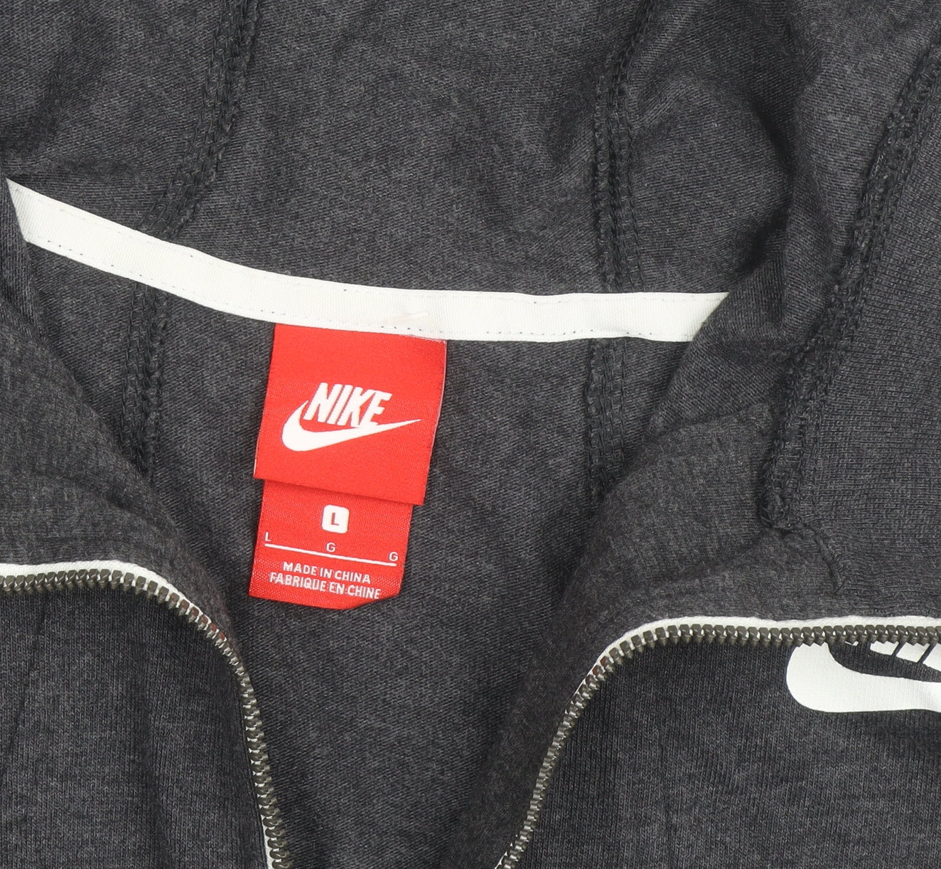 Nike Men's Grey Full Zip Hoodie L Regular Fit Sportswear