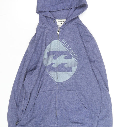 Billabong Men's Blue Full Zip Hoodie Medium Surf Graphic